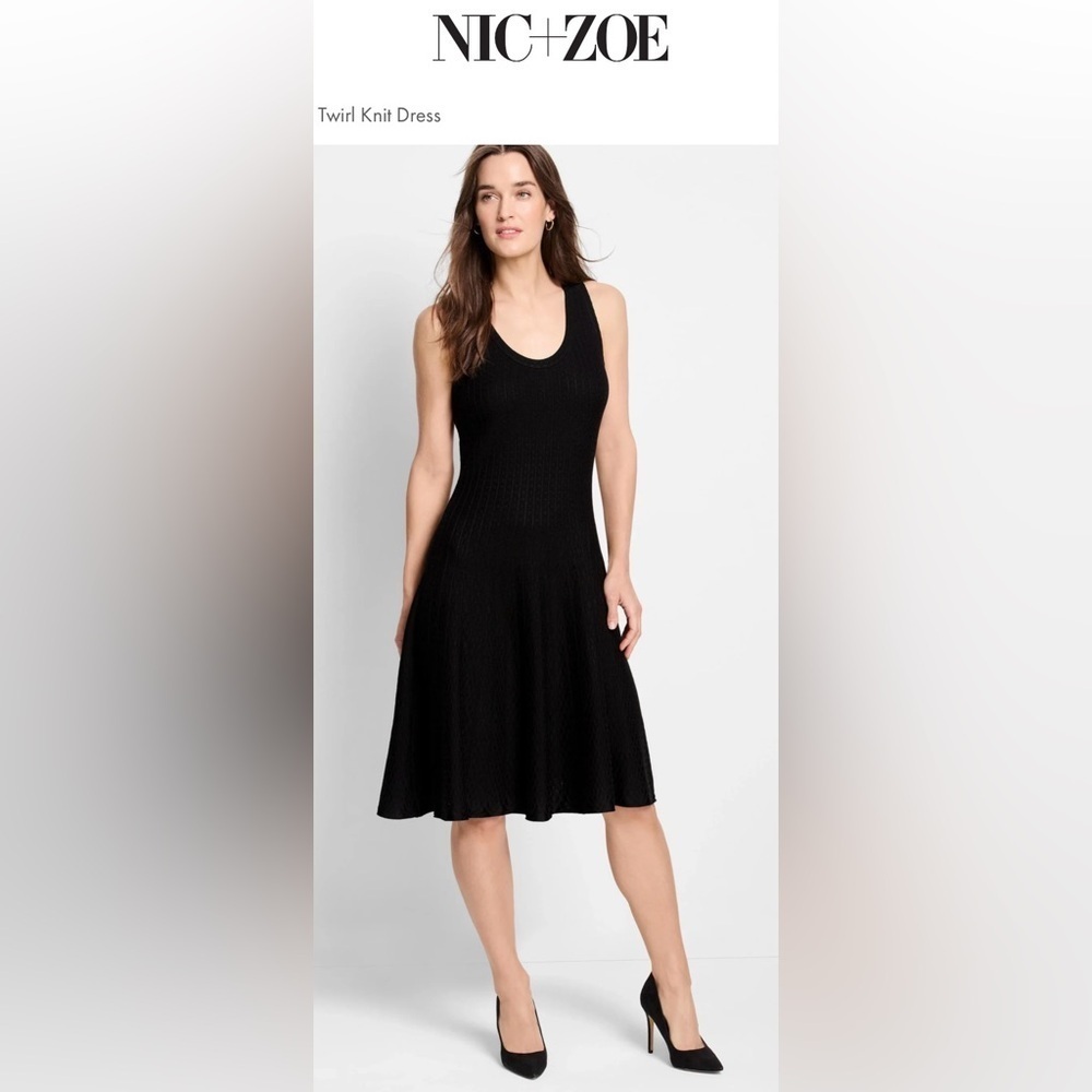 NWT Nic+Zoe Black Twirl Knit Dress in Size Small
